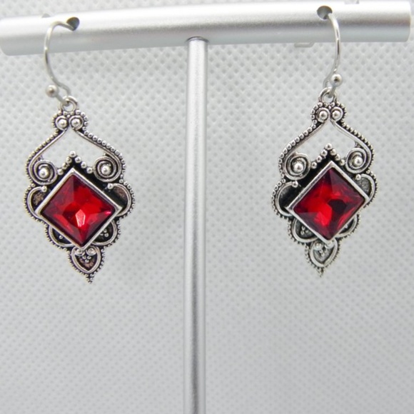 Created Red Fire Labradorite Earrings - Picture 3 of 5